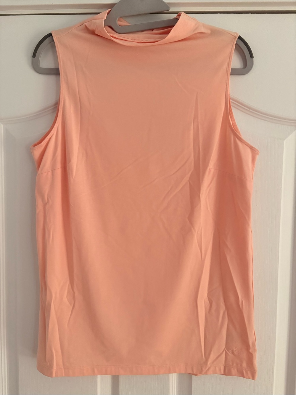 Mock Neck Sleeveless Tank Top in Soft Peach